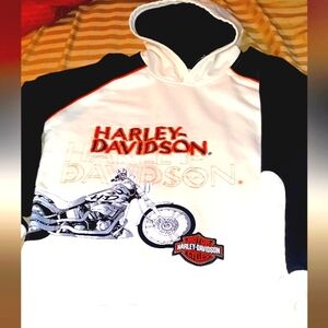 Harley-Davidson White Black Hoodie with Red Logo